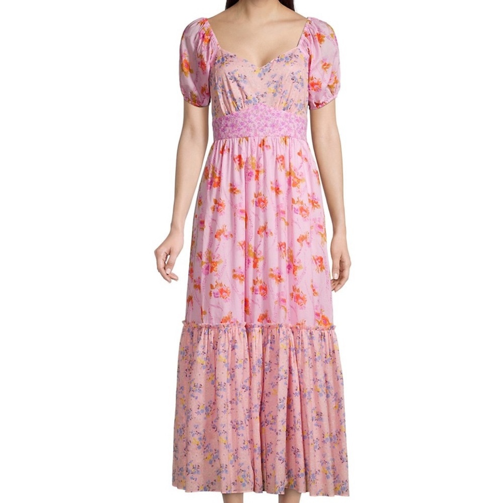 Loveshackfancy Angie Pink Floral MIDI Dress Size 2